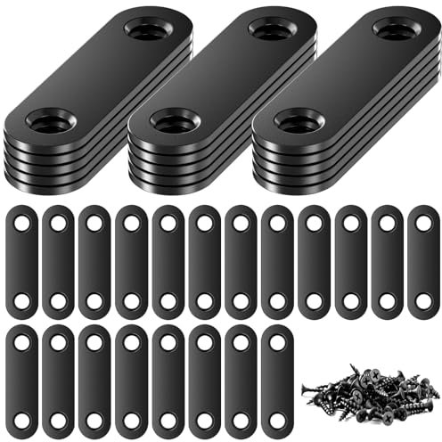 Flachverbinder Schwarz, 35 Stück Flachverbinder Edelstahl Lochplatte Holzverbinder Lochplatte mit Schrauben 56×16×1.8mm Metall Flachwinkel für Verbinder Edelstahl Winkelverbinder für Holzstühle
