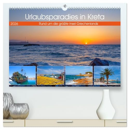 Urlaubsparadies in Kreta (hochwertiger Premium Wandkalender 2026 DIN A2 quer), Kunstdruck in Hochglanz: Traumhafte Kreta Impressionen rund um die größte Insel Griechenlands (CALVENDO Natur)