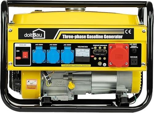 Stromgenerator mit Benzin|Stromerzeuger mit Zubehör,Notstromaggregat leise| 2/5 Steckdosen 3x 230V /1x 400V/ 1x12V|7PS Stromgenerator (5 Steckdosen Premium (3000W YFG3500))