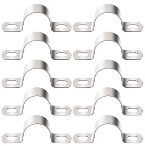 YYIGVMO 10 Stücke Ø 27mm U-Rohrschellen, 304 Edelstahl Starres Rohrband, Sattelschlauchschellen, Zweiloch Rohrschelle, für Rohre und Kabel