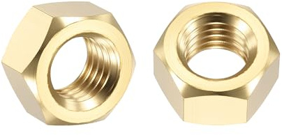 Kozelo 10pcs Hex Nuts - [1/2-13] Brass Hardware Nuts for Mechanical Repair & Assembly, Electrical Fastening, Standard Coarse Thread Nut, Yellow