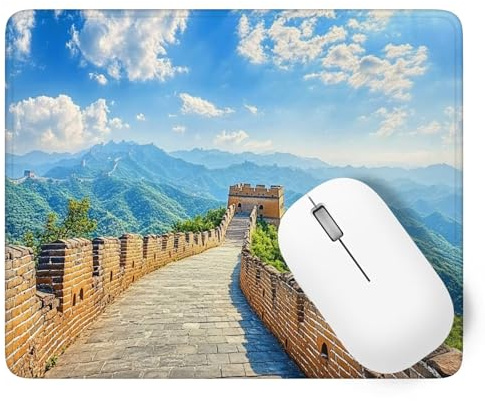 Tapis de Souris Grande Muraille, Tapis de Souris Gamer 200 x 150 mm Bords Cousus, Haute Précision et Vitesse avec Base Caoutchouc Antidérapante Mouse Pad Paysage, pour Bureau, Études, Gaming p1j-387