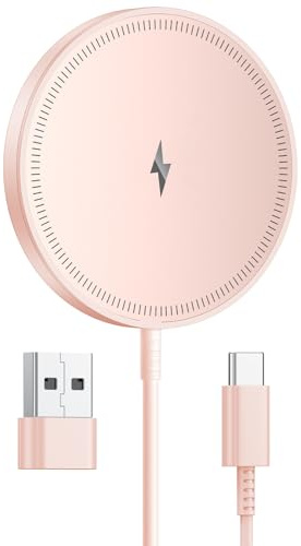 Induktive Ladestation Kompatibel mit MagSafe Ladegerät,Schnell 15W für iPhone 17/16/15/14/13/12 Serie und AirP-ods 4-2 Pro,starker Magnet,Zwei Anschlüsse,leicht für unterwegs,Homeoffice,Schreibtisch