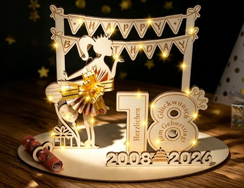 ARTREE Regali soldi compleanno ragazza 18° compleanno regalo ragazza regalo denaro compleanno legno cartello libro degli ospiti 18° compleanno ragazza