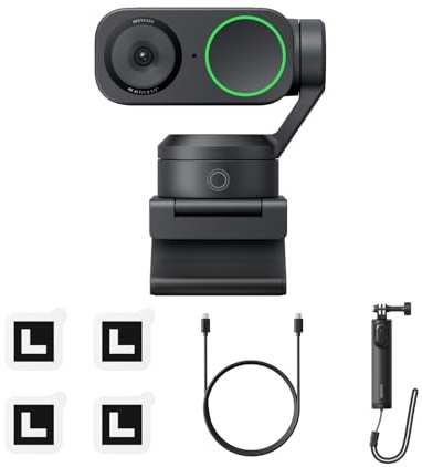 Insta360 Link 2 Tripod Bundle 2.0 - PTZ 4K Webcam for PC/Mac, 1/2 Sensor, AI Tracking, HDR, AI Noise-Canceling Mic, Gesture Control for Streaming, Video Calls, Gaming, Works with Zoom, Teams, Twitch