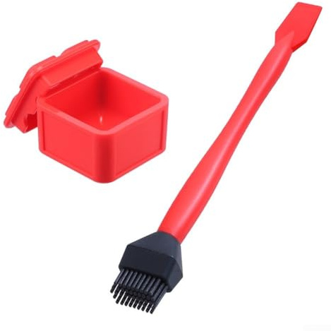 JoyousMall Silicone Glue Brush With Container, Non-Stick Woodworking Glue Application Tool Set with Sealed Pot for Wet Glues and Paint, Red(box)