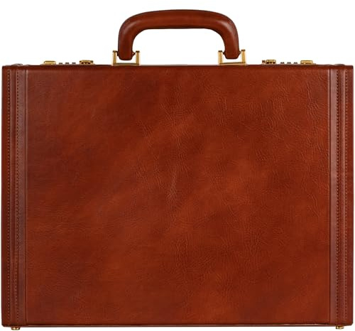 Time Resistance Valigetta in Pelle - Cartella in Pelle Italiana Pieno Fiore - Borsa per Laptop fino a 15 - Valigetta Rigida con Serratura (Cognac Braun)