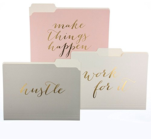 Graphique Make Things Happen Ordner-Set - Ordner-Set beinhaltet 9 Ordner und 3 einzigartige Go-Getter-Designs, verziert mit Goldfolie auf strapazierfähigem dreifach beschichtetem Karton, 29,5 x 24,1