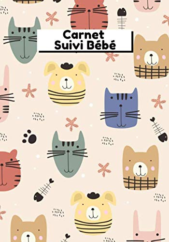 Carnet suivi bébé: Journal de bord pour bébé et nouveau-nés, suivi nounou, allaitement, carnet de notes sur le sommeil, l'éveil et la santé des bébés, ... parents jumeaux ( design chien chat mignon )