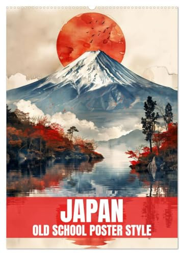 Japan - Old School Poster Style (Wandkalender 2025 DIN A2 hoch), CALVENDO Monatskalender: Eine Sammlung von Poster über Japan in Old School Style (CALVENDO Orte)