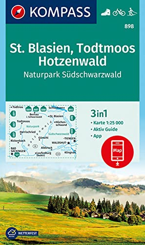 KOMPASS Wanderkarte 898 St. Blasien, Todtmoos, Hotzenwald, Naturpark Südschwarzwald 1:25.000: 3in1 Wanderkarte mit Aktiv Guide inklusive Karte zur ... der KOMPASS-App. Fahrradfahren. Langlaufen.