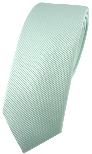 TigerTie - schmale Designer Krawatte in mint grün einfarbig Uni Rips gemustert