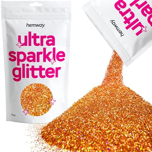 Hemway Ultra Sparkle Glitter - Copper Holographic | Fine Metallic Flakes for Resin & Epoxy Crafts | Supplies for Tumblers, Festival, Hair, Face, Body, Eye & Nail Art Decoration | 100 g
