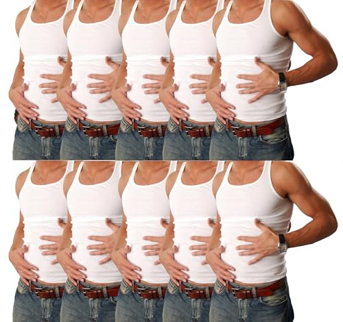 Cocain underwear 10 Herren Unterhemden Gr. 7 trocknergeeignet 100% Baumwolle Kochfest weiß DOPPELRIPP herrenunterwäsche Gr. XL Axel Shirt schirt trägershirt Tank Shirt ärmellose t Shirts