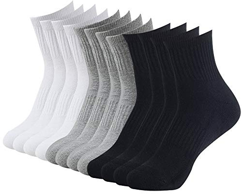 BONANGEL Men's White Ankle Quarter Socks Cushioned in Cotton for Men Women | White Sports Socks for Trainer Running Sports Hiking Outdoors 6 Pairs