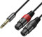 J&D XLR to 1/4inch (6.35mm) TRS Stereo Cable, 2 XLR Female to 6.35mm 1/4 inch TRS Male Unbalanced Interconnect Stereo Audio Cable for Speaker Mic Guitar Mixer AMP, 1.8 Meter
