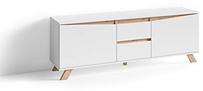 byLIVING TV-Board Valentin, Moderne Artisan Eiche Kombination mit weiß, Lowboard/Sideboard, robuste Melamin Optik, Holzwerkstoff, B 160, H 60, T 38 cm