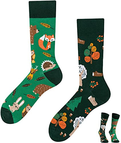 TODO Colours Lustige Socken mit Motiv - mehrfarbige, bunte, Verrückte für Herren und Damen (39-42, Waldtiere Socken)