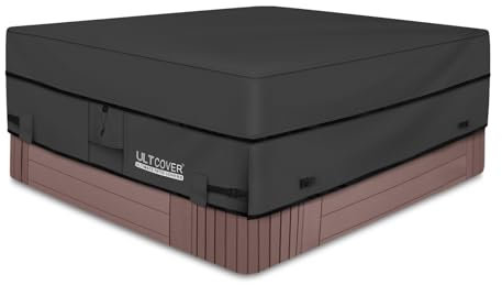 ULTCOVER Cubierta Cuadrada Impermeable de poliéster 600D para bañera de hidromasaje, Cubierta de SPA al Aire Libre, 95 x 95 Pulgadas, Color Negro