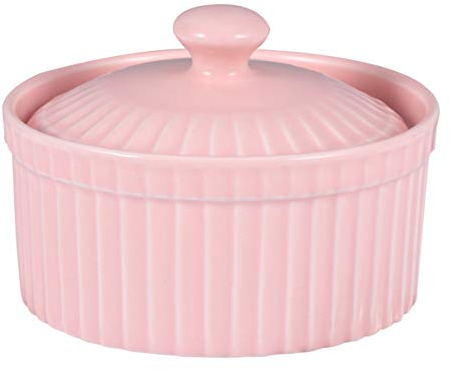 Cabilock Bol De Cerámica Para Hornear Con Tapa Cuenco Para Postres y Pudines Para Cocinas Color Rosa