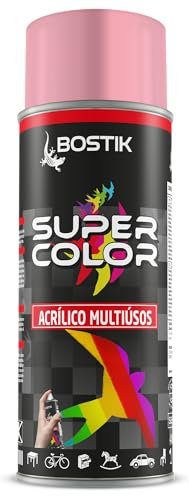 Bostik SUPER COLOR ROSA CLARO RAL 3015, Pintura en Spray Acrílica para Uso Profesional y Doméstico, Multiusos, Secado Rápido, Acabado Brillante, Interior y Exterior, Bote 400 ml