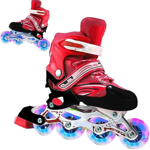 BSTCAR Inliner Schlittschuhe 2 In 1, Inline Skates mit Blinkendes Schuhrad Einstellbar Schlittschuhe Inliner Roller Skates Kinder Erwachsene, 4 Größen zur Auswahl