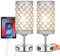 Lámpara de noche de cristal, 2 unidades, lámpara de mesa con 2 puertos USB, control táctil, incluye 2 bombillas, ideal para mesitas de noche para el dormitorio (clase de eficiencia energética A+++)