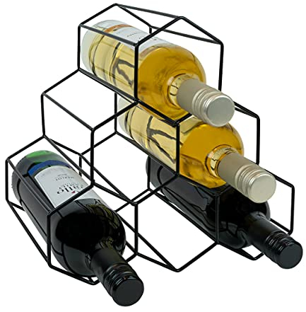 QUVIO Weinregal - Weinregal Wand - Weinregal stehend - Weinregal - für 6 Flaschen - Schwarz