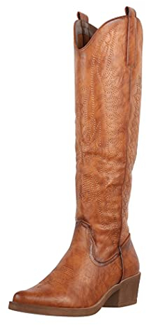 Elara Damen Stiefel Cowboy Boots Chunkyrayan F1225PU-Camel-36