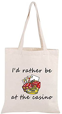 JXGZSO Make-up-Tasche mit Aufschrift „I'd Rather Be At The Casino“, Glücksbringer-Würfel-Beutel, Casino-Liebhaber-Geschenk, Casino Shopping,