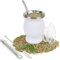 ROCKY&CHAO Yerba Maté en Acier Inoxydable - Double paroi isolée Mate de calebasse, Kit Bombilla Maté - avec 2 Bombillas et 1 Pinceau, Tasse Maté Ensemble pour Yerba Mate Boire (Blanc)