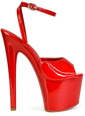 ESSEX GLAM Womens Sky High Platform Heels Ladies Stiletto Strappy Ankle Strap Peep Toe Shoes Size 3-8