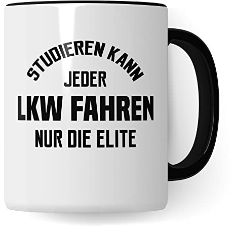 Trucker Tasse LKW-Fahrer Geschenk Lastwagen Kaffeebecher Kaffeetasse Humor Witz Geschenkidee für Lastwagenfahrer Fernfahrer Becher (Weiß & Schwarz)