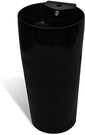 Hommdiy Waschbecken Keramik Hahnloch Schwarz Standwaschbecken Waschtischsäule
