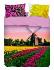 Bassetti Completo lenzuolo/copriletto matrimoniale art.Mulino col.Fucsia