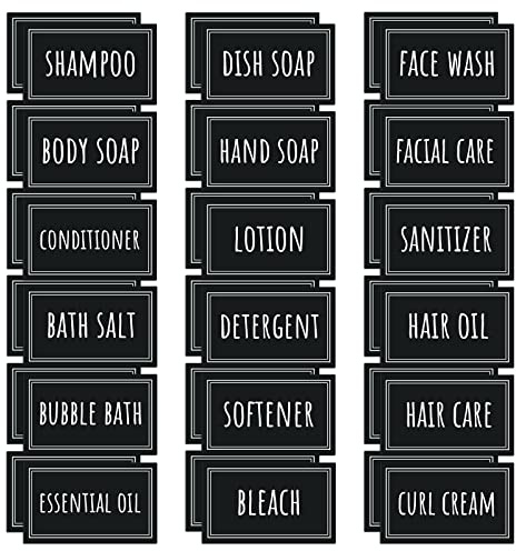 Segbeauty Pegatina para Dispensador, Etiqueta para Dispensador de Jabón, 36 Piezas Pegatinas Impermeables Baño, Puede Pegar a Botella de Bomba y Dispensadora de Jabón (Shampoo, Gel de Ducha)