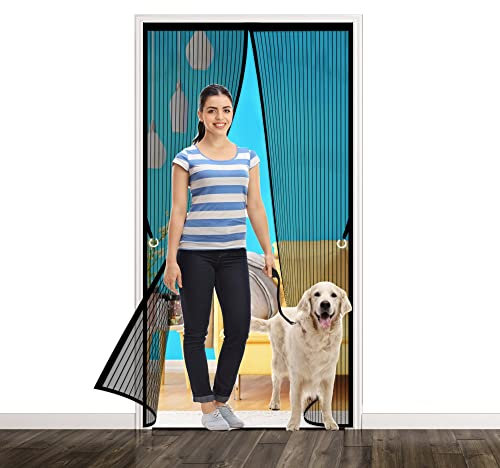 Zanzariera Magnetica Porta Finestra 250 x 215 cm, Tenda Magnetica Portafinestra Trasparente in Rete, Zanzariera Porta Finestra per Porte da Balcone, Porte Finestre, Nero