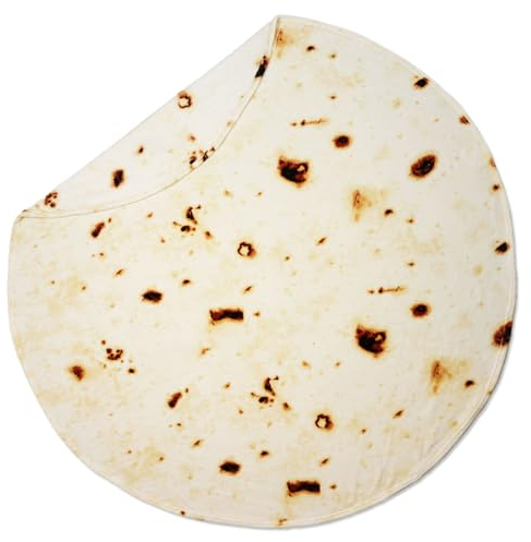 Excervent Tortilla Burritos Wickeldecke für Erwachsene und Kinder, 290 g/m², doppelseitig, lustig, realistisch, Lebensmitteldecke, Neuheit, Tortilla-Decke, superweiche Taco-Flanell-Überwurfdecke,
