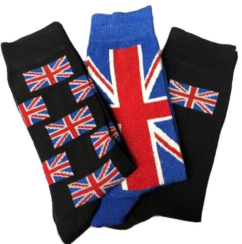6 PAIRS UNION JACK DESIGN EVERYDAY/DRESS/OFFICE SOCKS * ASSORTED UNION JACK DESIGN'S * * KING'S CORONATION *