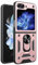 RankOne Mobile Phone Case Suitable for Samsung Galaxy Z Flip5 / Samsung Galaxy Flip 5 2023 (6.7 Inches) PC Ring Armor Push Window Anti Drop Mobile Phone Case - Rose Gold