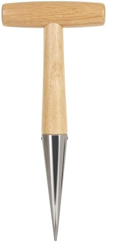 DNUZEWR Plantoir manuel en acier inoxydable avec poignée en bois pour planter des fleurs, tulipes, transplanter des plantes, transplanter des semis (planteur de jardin)