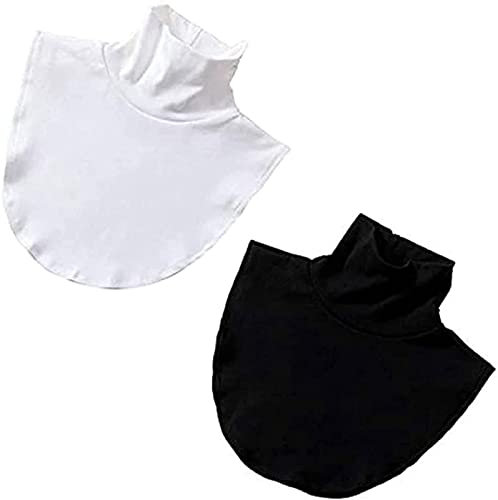 FSLEOVN Faux col roulé pour homme et femme, empiècement col roulé amovible, coton, demi-col, noir et blanc, utilisation chaude, faux col, Noir + blanc, taille unique