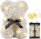 Meridiana - Orso di Rose Orsetto di Rosa Orsacchiotto Altezza 25 cm Teddy Bear Idea Regalo Regali per Lei Fidanzata Orso rose Bianche Compleanno Anniversario idee regalo San Valentino con LED (Bianco)