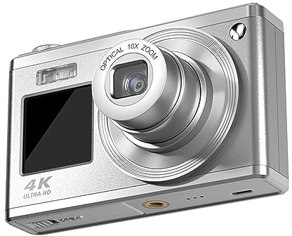 4K-Digitalkamera, 60 MP Dual-Kamera, Kinderkamera mit 10-fachem Digitalzoom, 2,88-Zoll-IPS-Bildschirm, Kompakte Videokamera mit Anti-Shake, Fülllicht für Teenager, Kinder,