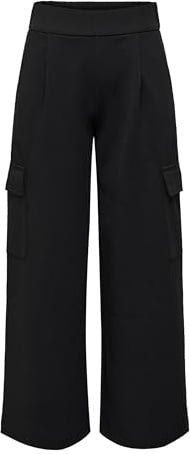 JdY Jacqueline de Yong Women's Cargo Fabric Trousers Elegant Culotte High Waist Marlene Pants JDYGEGGO, Black, XS / 32L