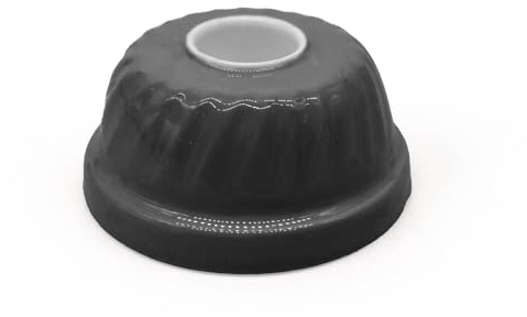 Mea-Living Kerzenhalter GUGELHUPF, grau, 7,5cm - Kleiner Kuchenform Kerzenständer aus Emaille für Stabkerzen, niedliche Deko Backform, Geschenkidee für Freundin