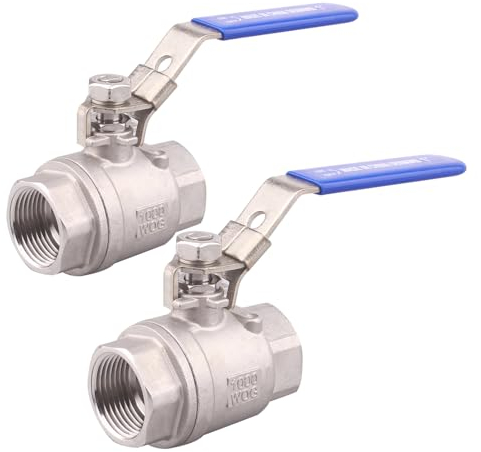 DERNORD Kugelhahn aus Edelstahl 304, voller Anschluss, strapazierfähig, für WOG mit Verriegelungsvorrichtung (2,5 cm NPT), 2 Stück