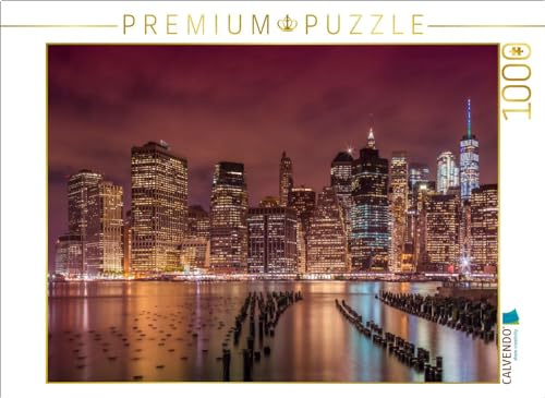 CALVENDO Puzzle NEW YORK City Impression bei Nacht | 1000 Teile Lege-Größe 64 x 48 cm Foto-Puzzle für glückliche Stunden