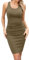Missufe Robe d'été moulante pour femme - Longueur genou - Robe crayon moulante sans manches, café, XL