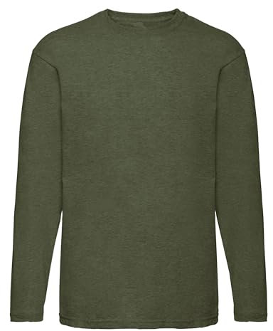 G5 APPAREL Mens Crew Neck Essential Long Sleeve Cotton T Shirt Top Green